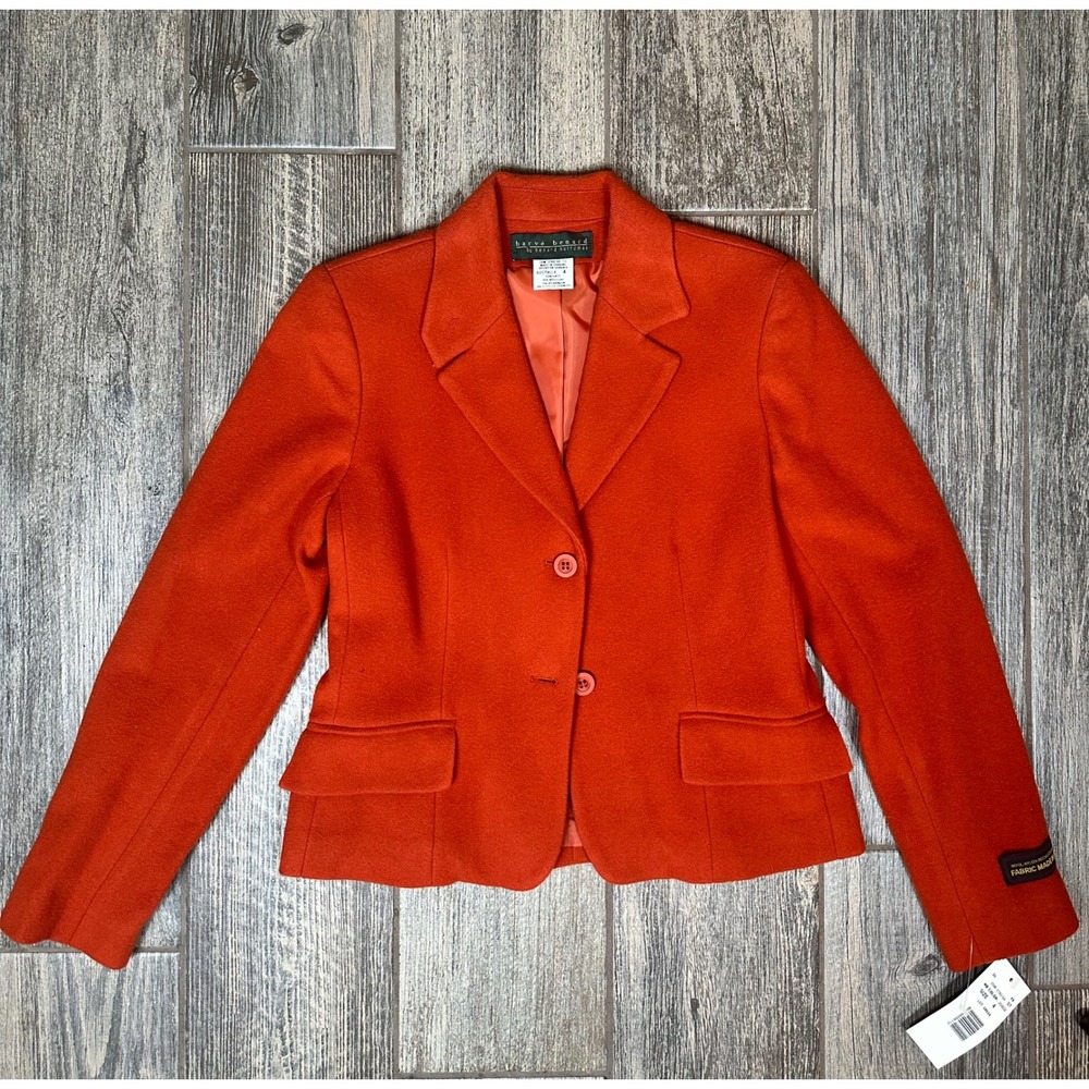 Vintage Harvé Benard Orange Wool Blend Blazer - Size 4 - Made in Italy Fabric‎